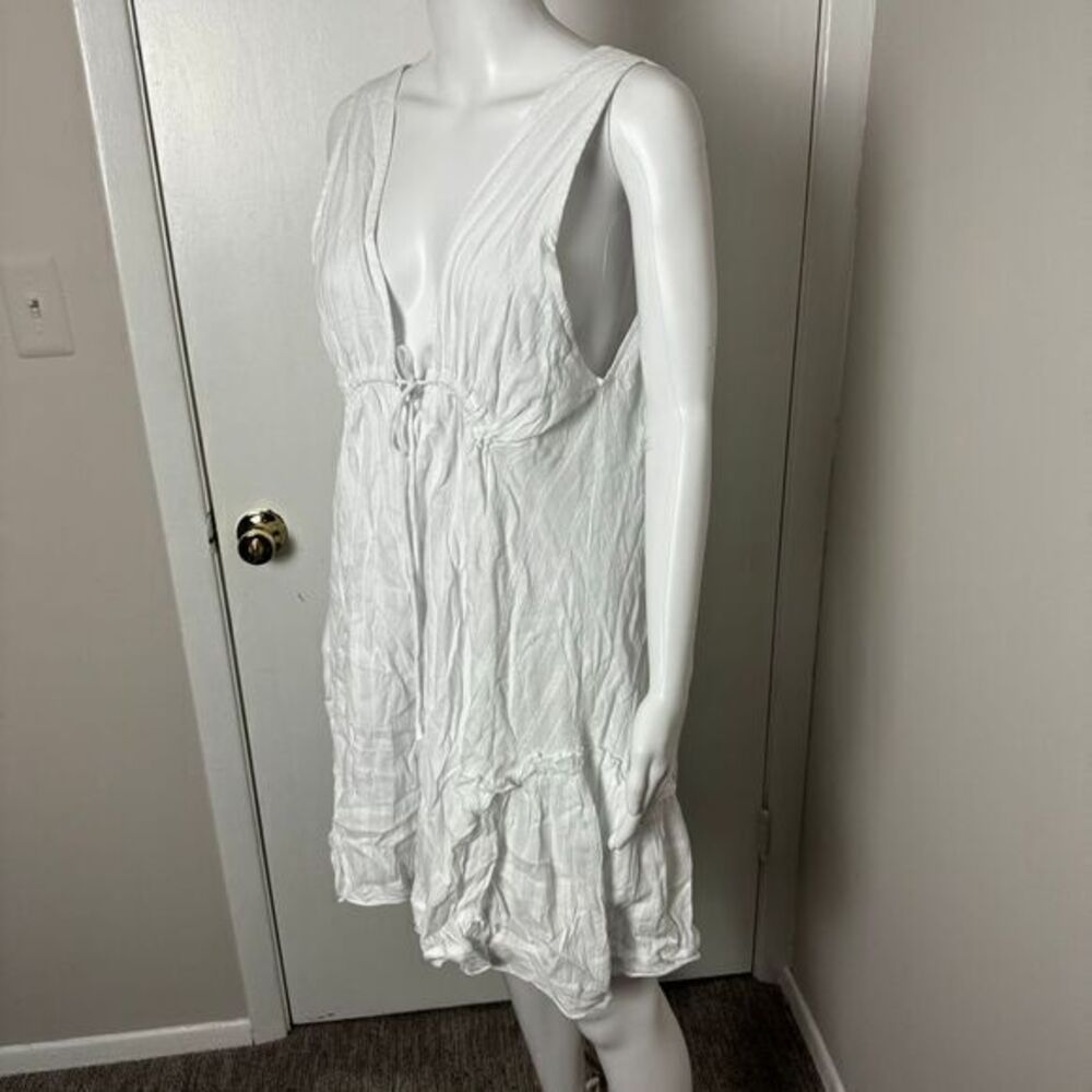 Commense White Plunge Neck Sleeveless Mini Dress Beach Summer Casual Wear M - Picture 6 of 11